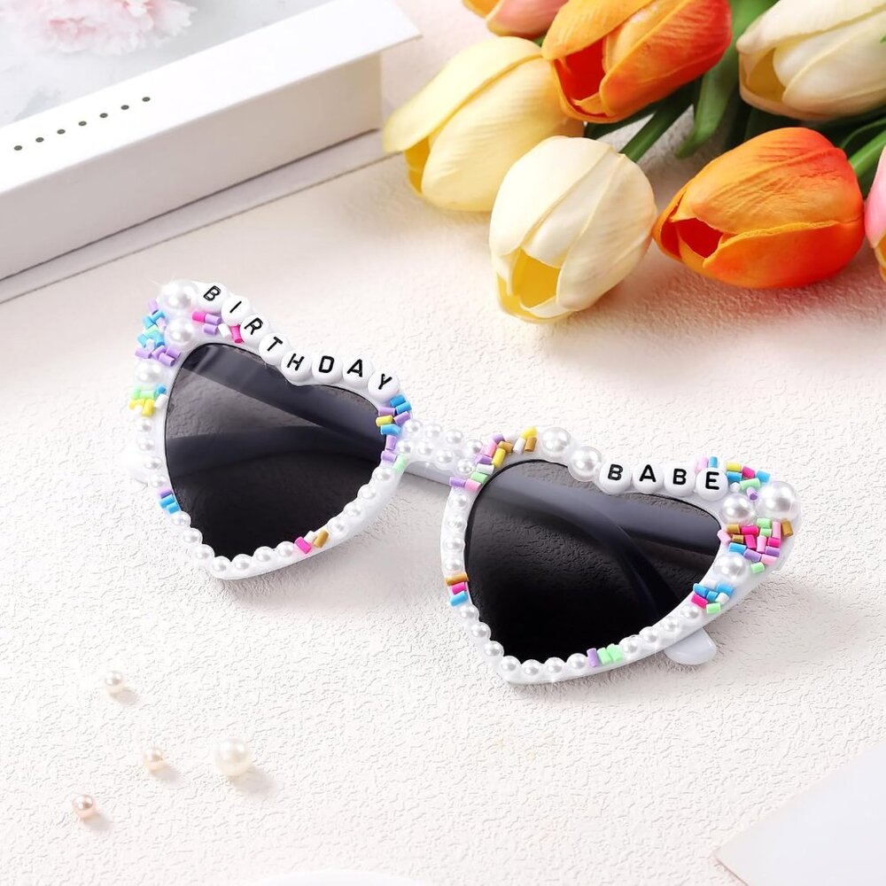 Birthday Glasses, Heart Sunglasses Birthday Babe Happy Birthday Party Gift Acces View 6